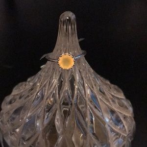 925 Sterling Silver Natural Yellow Agate Ring.